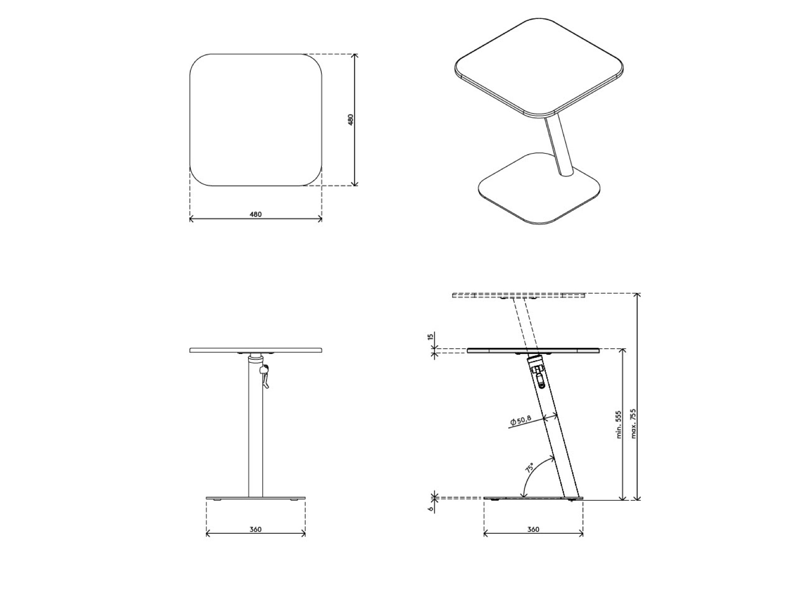 Bento Laptop-Tisch verstellbar 450 weiß - Bild 5