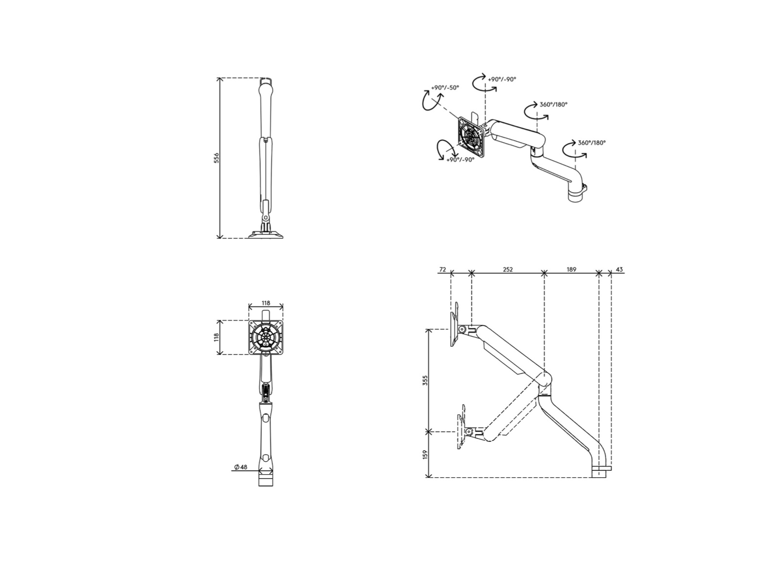 Dataflex Viewprime plus Monitorarm - Schreibtisch 113 schwarz - Bild 7