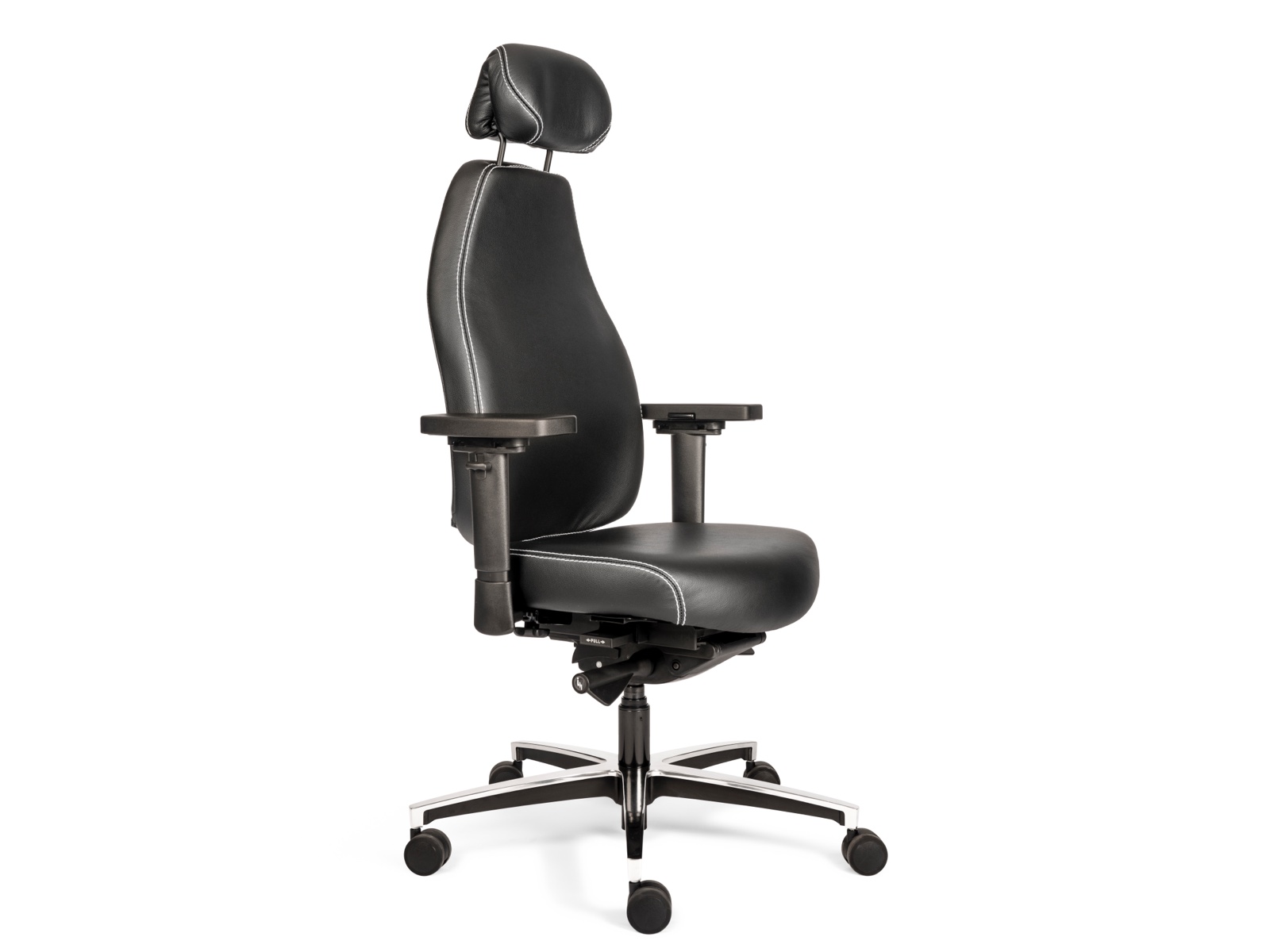 Therapod X HR Ergonomischer Bürostuhl aus schwarzem Leder