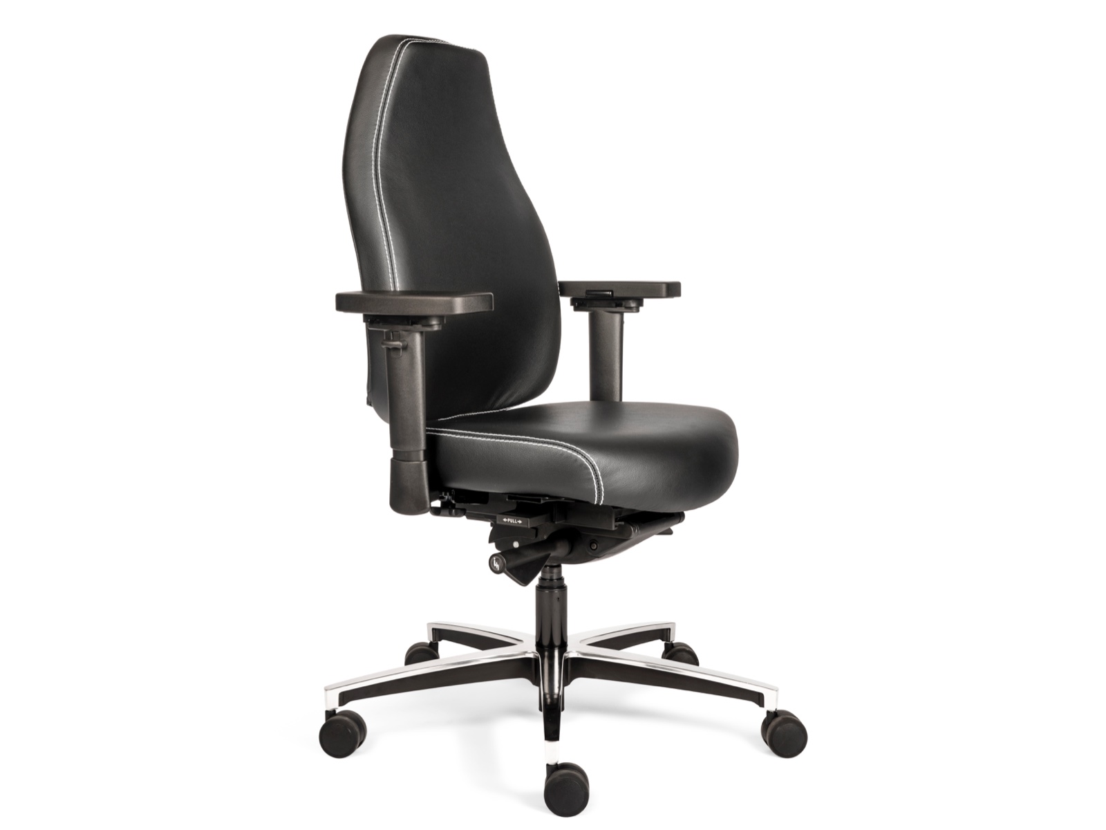Therapod X Ergonomischer Bürostuhl aus schwarzem Leder
